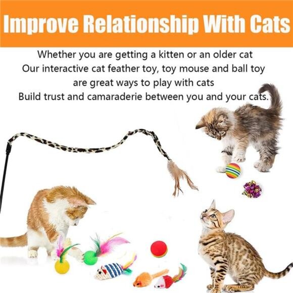 21 Pcs Cat Toys for Indoor Cats Collapsible Cat Tunnel Interactive Feather - Picture 4 of 16